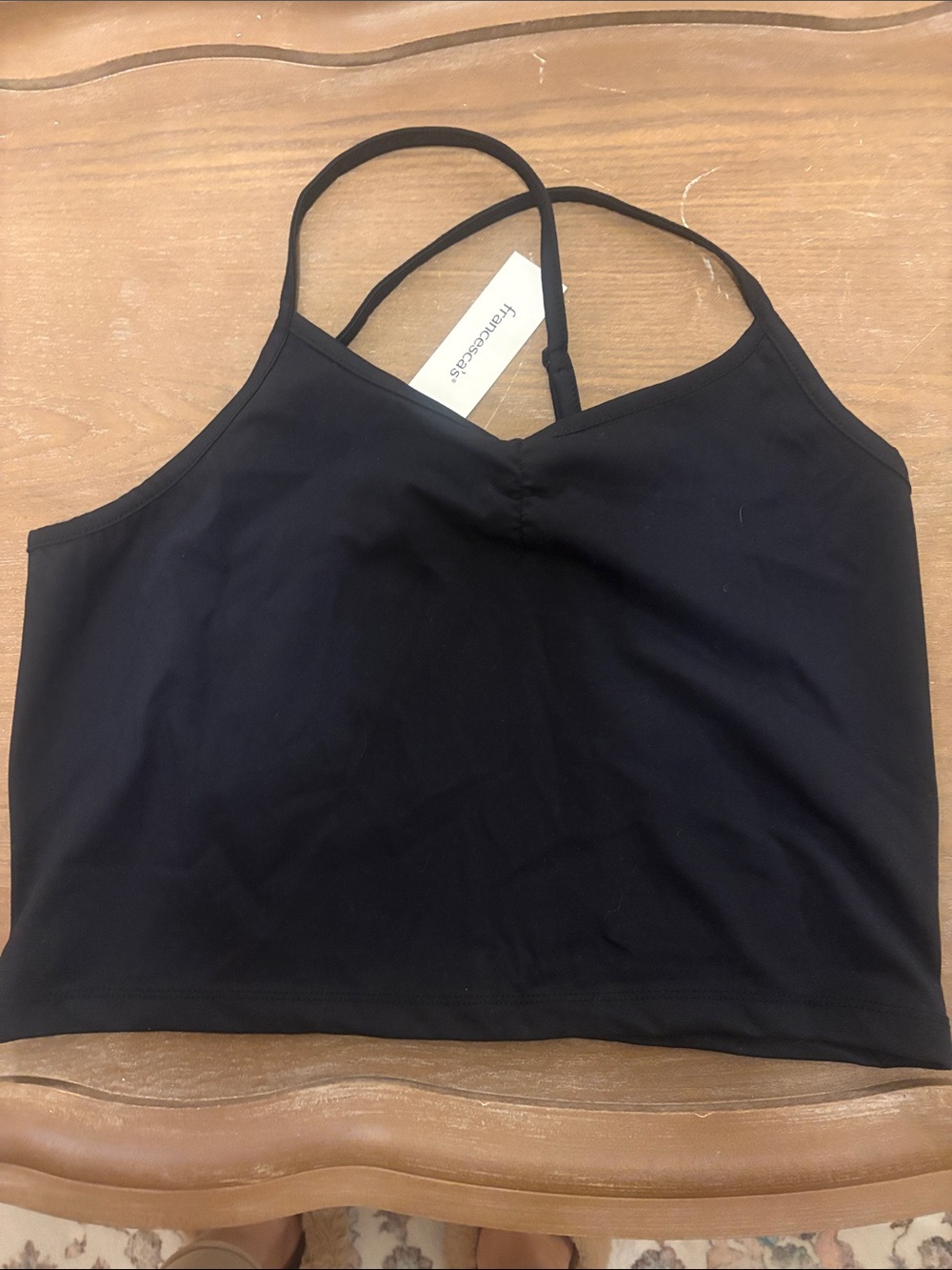 Francesca's Collections Black Strappy Crop Cami